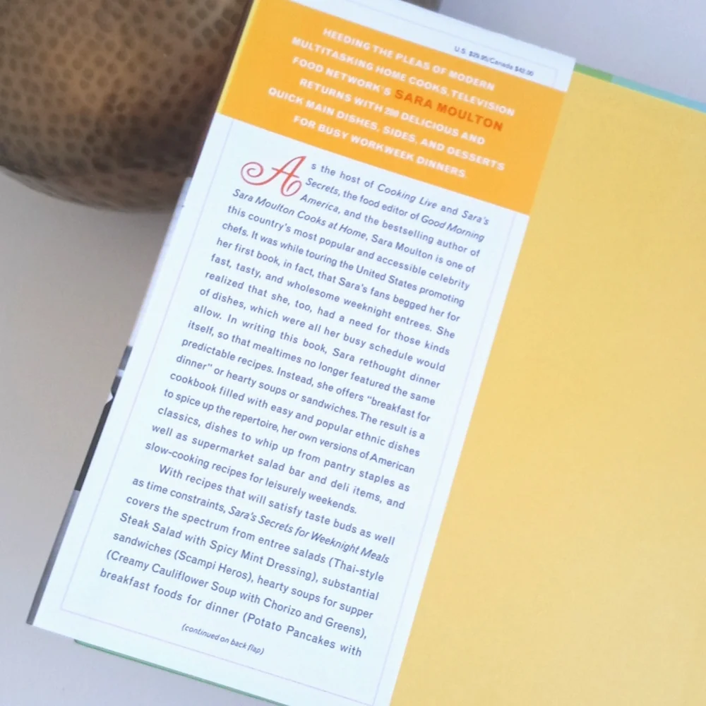 Sara's Secrets Hardback Cookbook for Weeknight Meals Sara Moulton Food Network